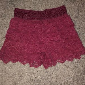 Maroon flowey shorts